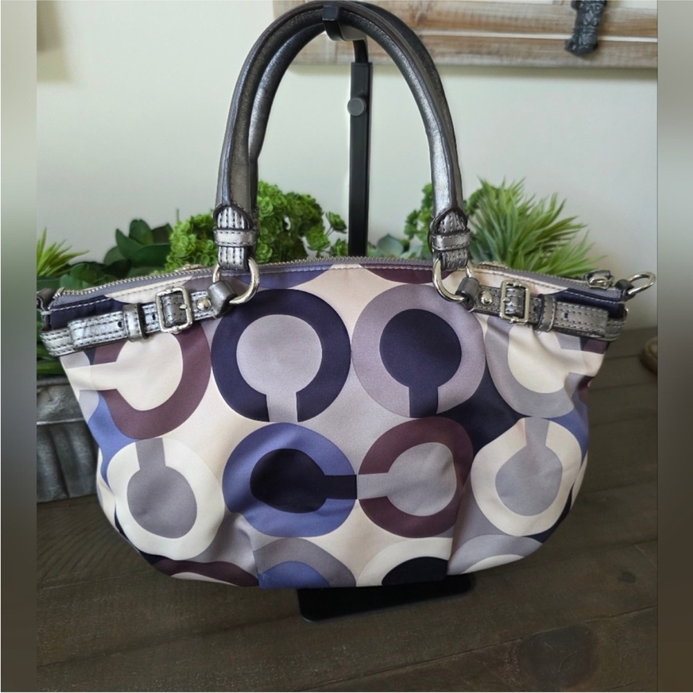 Coach Madison Multicolor Purple Convertible Satchel/Shoulder Bag